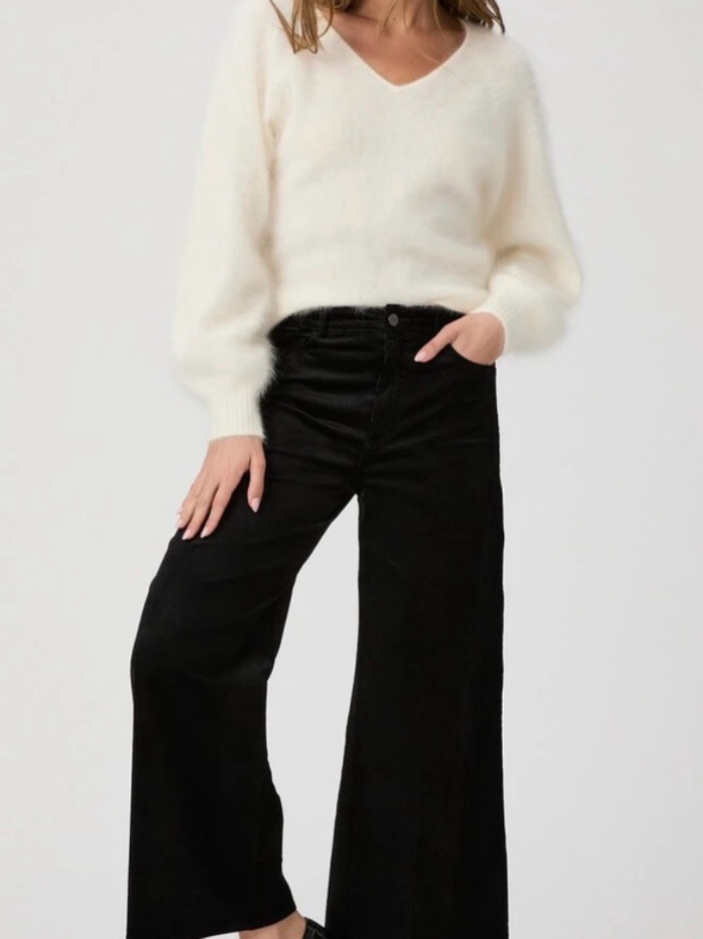 PAIGE Corduroy Black Wide-Leg velvet pants